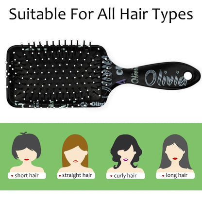 Personalized Name Hair Brush Detangler Brush Gifts for Women Man Custom Detangler-Hair-Brush Kids-Toddler-Girls for Travel All Hair Types