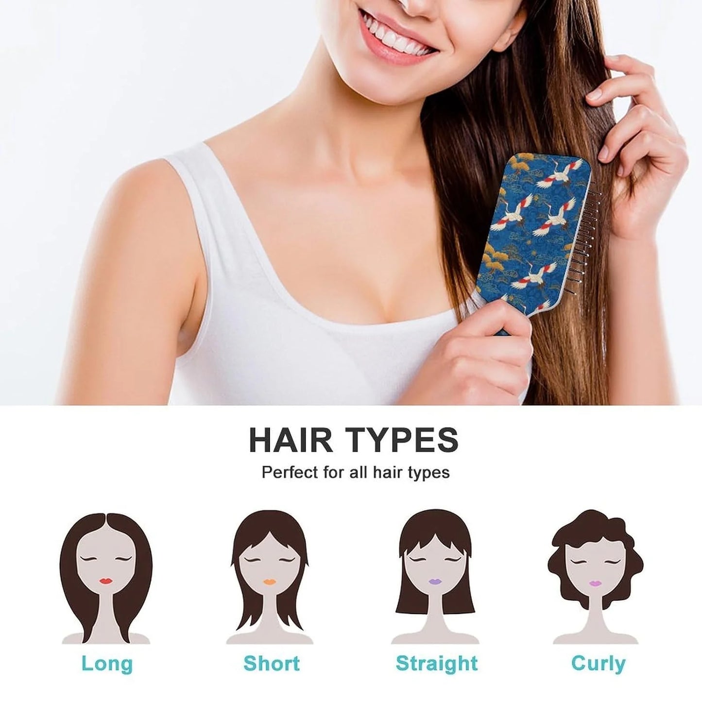 Air Cushion Comb for Massage Japanese Ocean Wave Fish Koifish Art, For Curly Long Thick Straight Hair, Women Girls Ladies