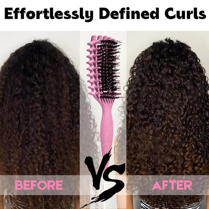 Curly Hair Brush Candybrush Curl Defining Brush for Detangling Shaping and Defining Curls for Women, Men, Wet & Dry Hair (Green Pink)