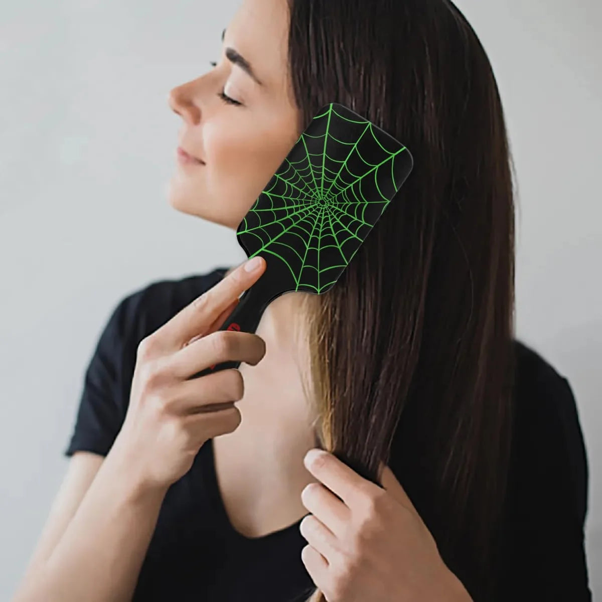 Personalized-Kids-Hair-Brush for Boy Girls Custom Gift Detangler Brush Soft Bristle Hair Brushes Travel Hair Brush for All Hair Types Christmas Hallowmas Spider Web Sliver Dot