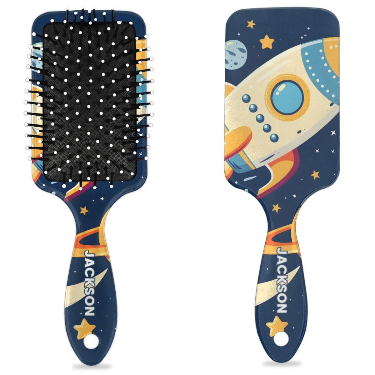 Personalized Cool-Rocket Detangler-Hair-Brush for Kids-Boys,Glides Through Tangles Comb,Custom Name Hair Brushes for All Hair Types Wet/Dry/Curly/Thick Hair,Dark Blue
