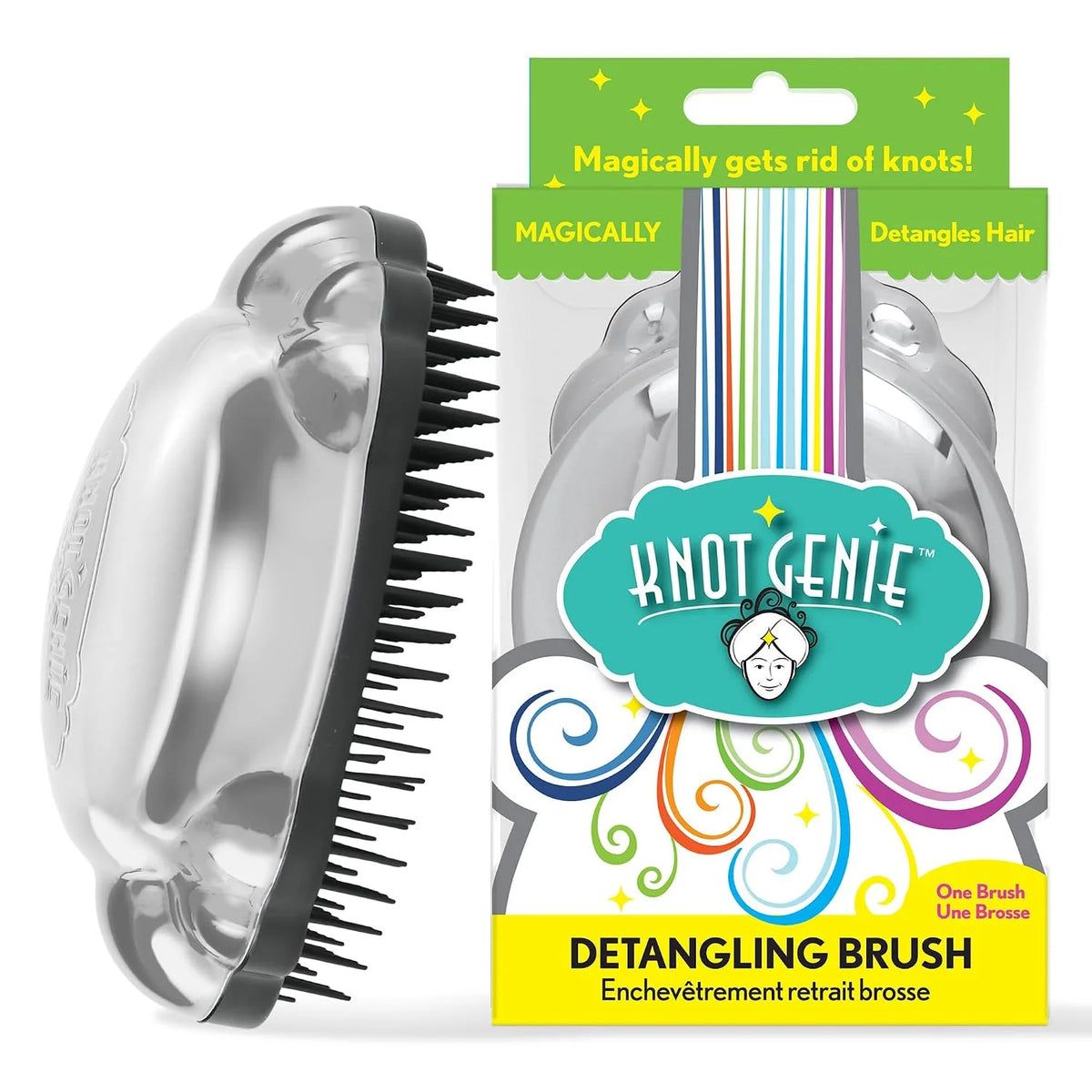 Knot Genie Detangling Hair Brush for Kids (Peaceful Purple) | Original Size | Perfect Detangling Brush for Curly Hair, Gently Separate Tangles, Leaves Hair Smooth and Shiny