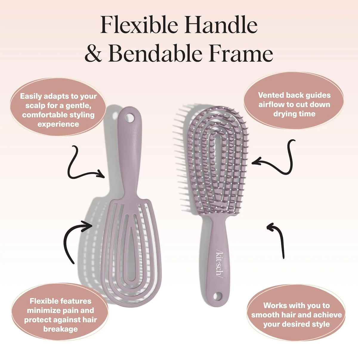 Kitsch Flexi Flow Detangler Brush, Hair Brushes For Women - Black