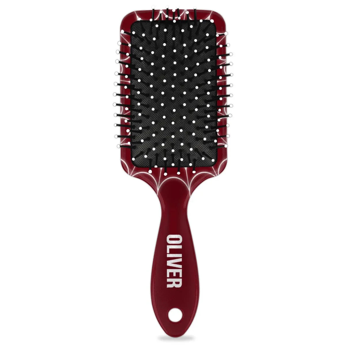 Personalized-Kids-Hair-Brush for Boy Girls Custom Gift Detangler Brush Soft Bristle Hair Brushes Travel Hair Brush for All Hair Types Christmas Hallowmas Spider Web Sliver Dot