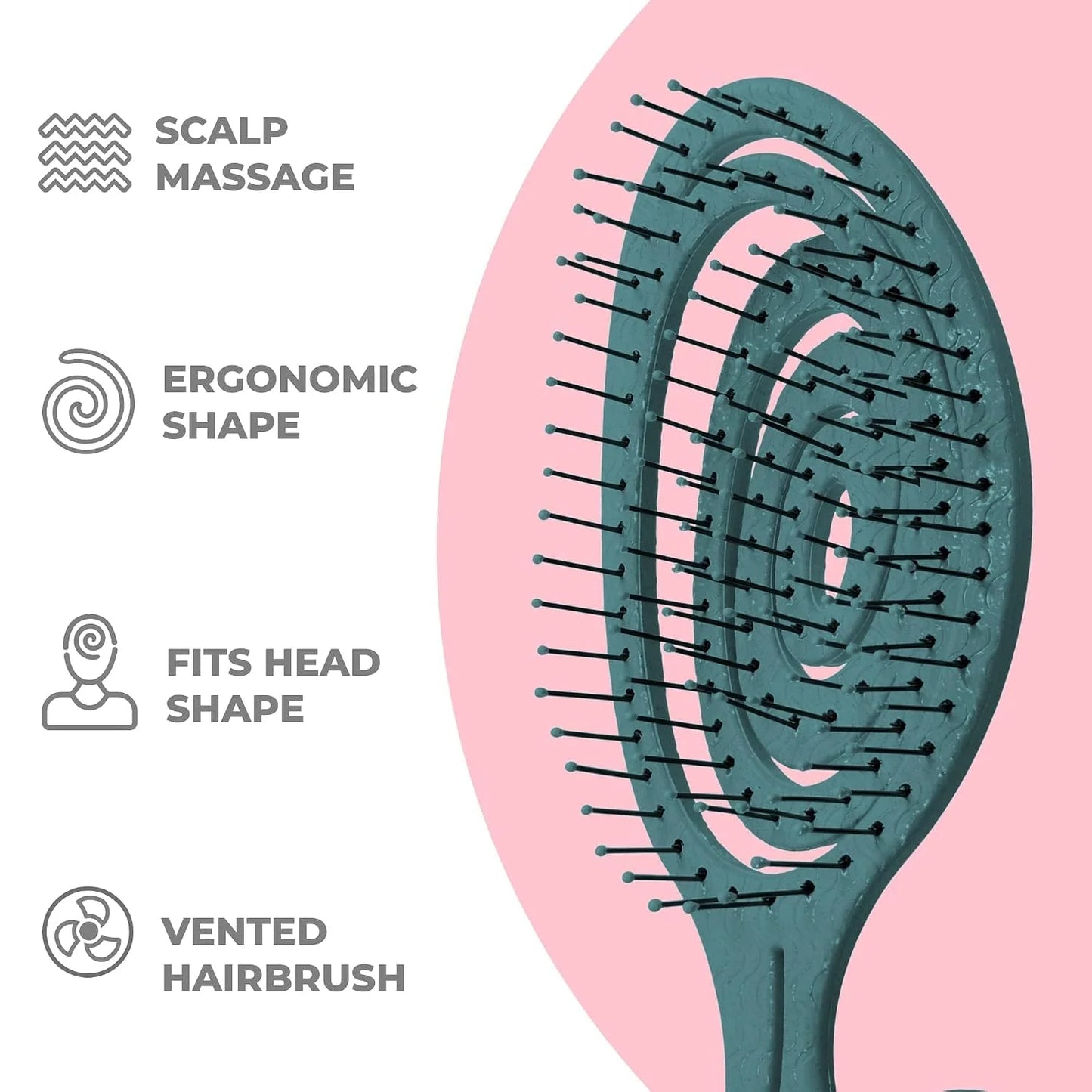 Ninabella Detangler Brush - No Tangle Hair Brush for Women, Fine, Thick and Long Hair - Hairbrush for Wet and Dry Hair, Gentle on the Scalp - Elegant Black