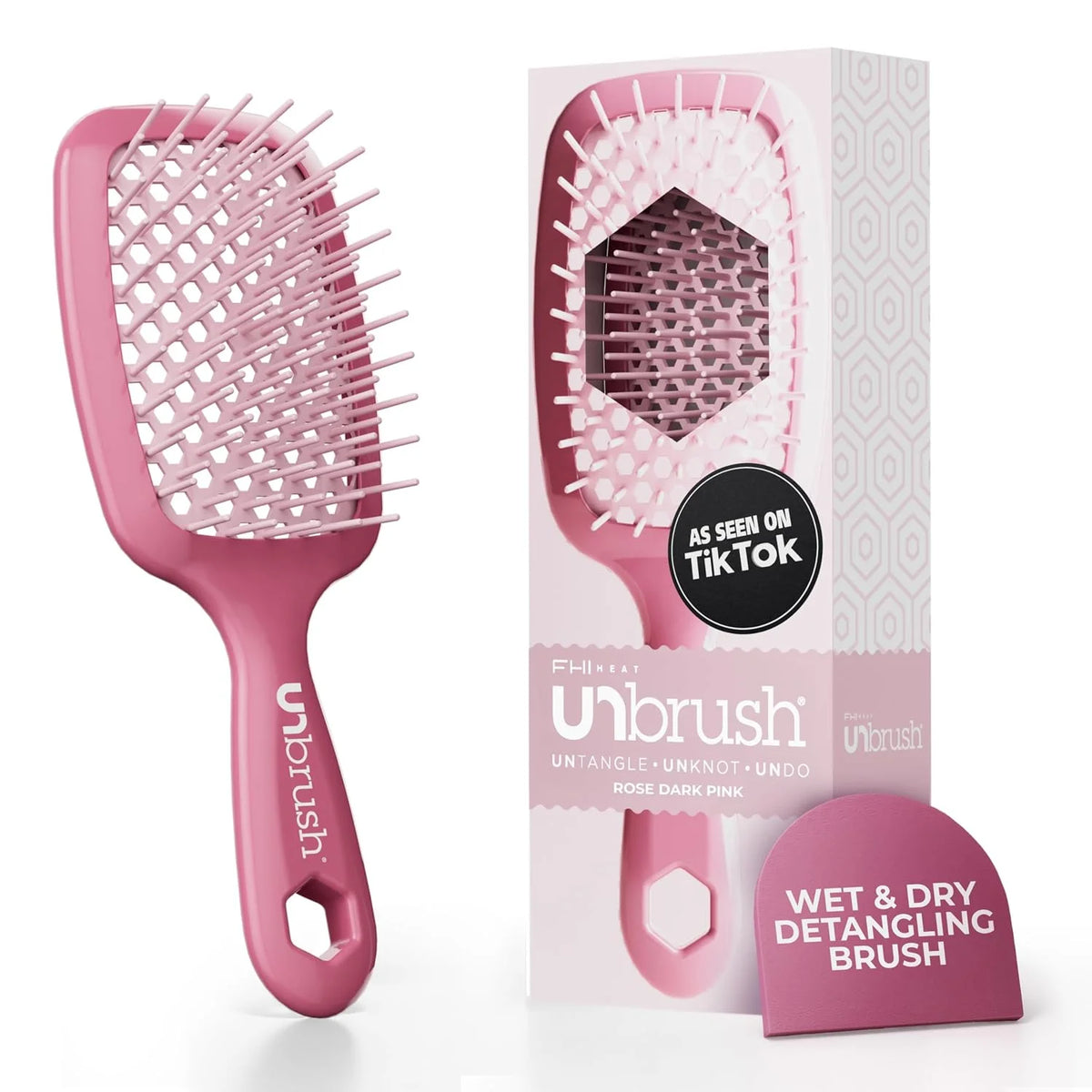 FHI Heat UNbrush Detangling Brush for Pain-Free Brushing on All Wet or Dry Hair Types — Durable DuoFlex Anti-Static Bristles, Lightweight Handle, Vented Hair Brush
