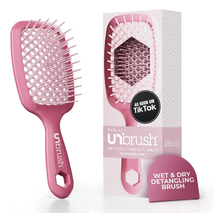 FHI Heat UNbrush Detangling Brush for Pain-Free Brushing on All Wet or Dry Hair Types — Durable DuoFlex Anti-Static Bristles, Lightweight Handle, Vented Hair Brush