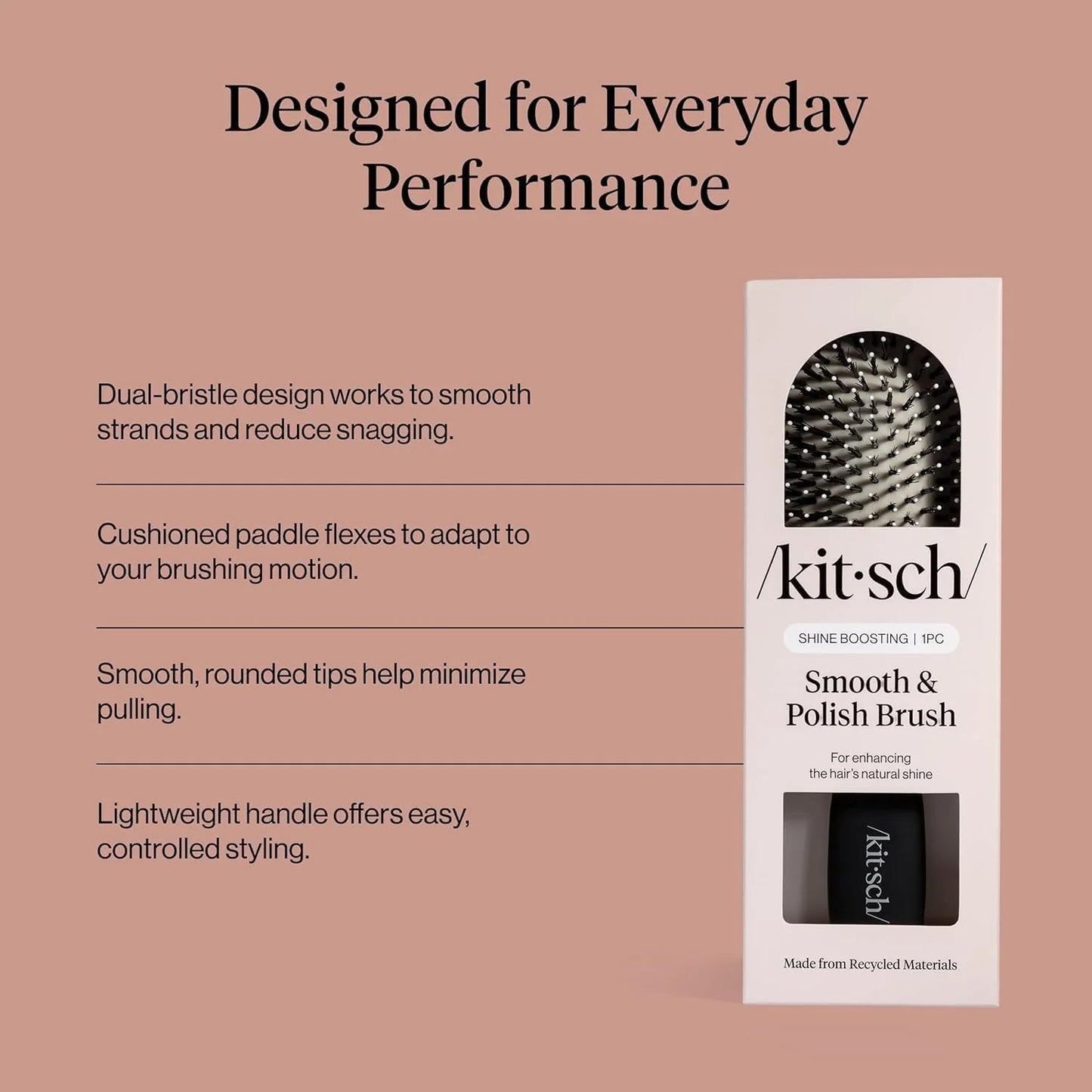 Kitsch Smooth & Polish Hair Brushes For Women and Men - Black