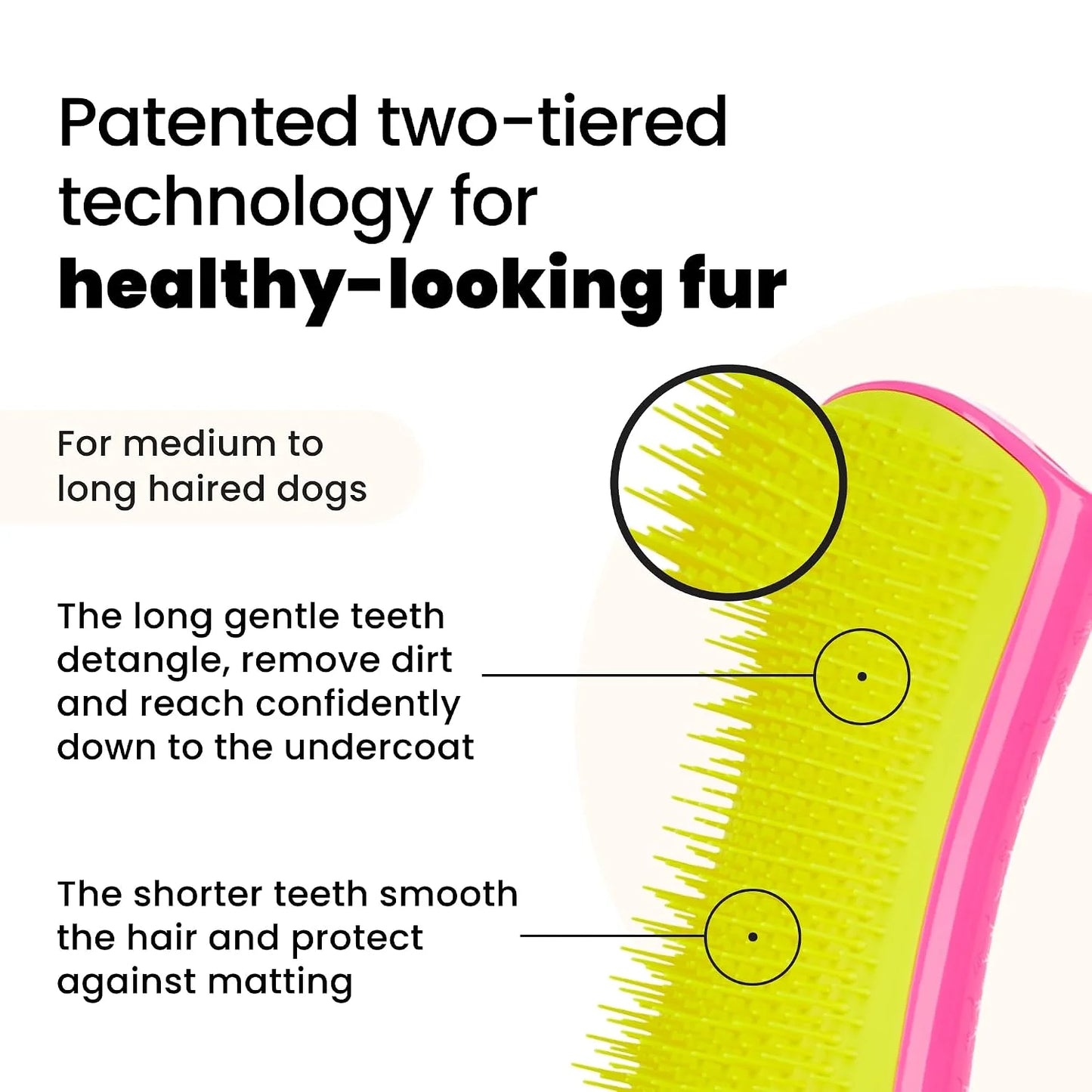 Pet Teezer Detangling Dog Brush for Long Hair Breeds, Large, Blue & Grey