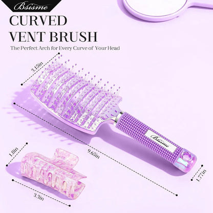 Hair Brush, Professional Curved Vented Brush with 25MM Bristles for Faster Blow Drying, Detangling for Wet Dry Hair, Paddle Brush for Thick Curly Straight Hair for Women & Men