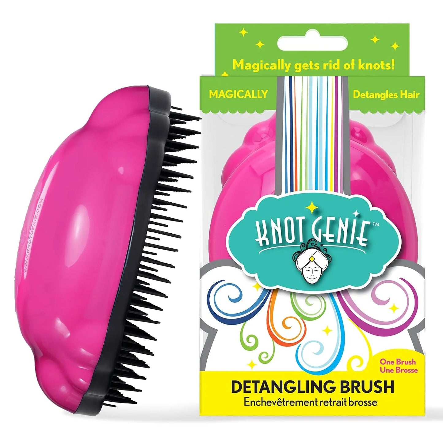 Knot Genie Detangling Hair Brush for Kids (Peaceful Purple) | Original Size | Perfect Detangling Brush for Curly Hair, Gently Separate Tangles, Leaves Hair Smooth and Shiny