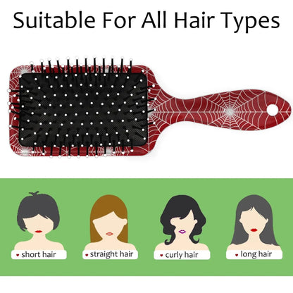 Personalized-Kids-Hair-Brush for Boy Girls Custom Gift Detangler Brush Soft Bristle Hair Brushes Travel Hair Brush for All Hair Types Christmas Hallowmas Spider Web Sliver Dot