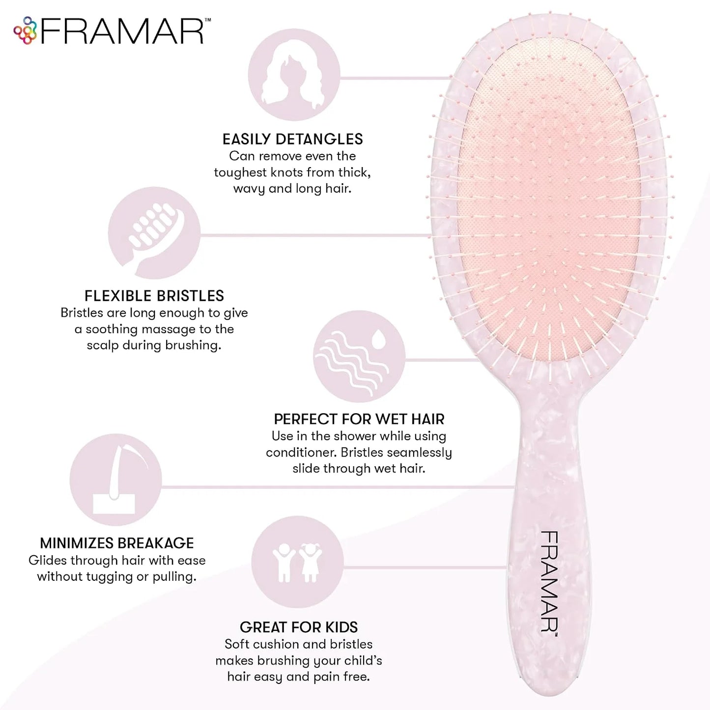 FRAMAR Wet Hair Brush Detangler, Detangling Hairbrush For Women – Giraffe