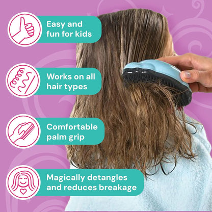 Knot Genie Detangling Hair Brush for Kids (Peaceful Purple) | Original Size | Perfect Detangling Brush for Curly Hair, Gently Separate Tangles, Leaves Hair Smooth and Shiny