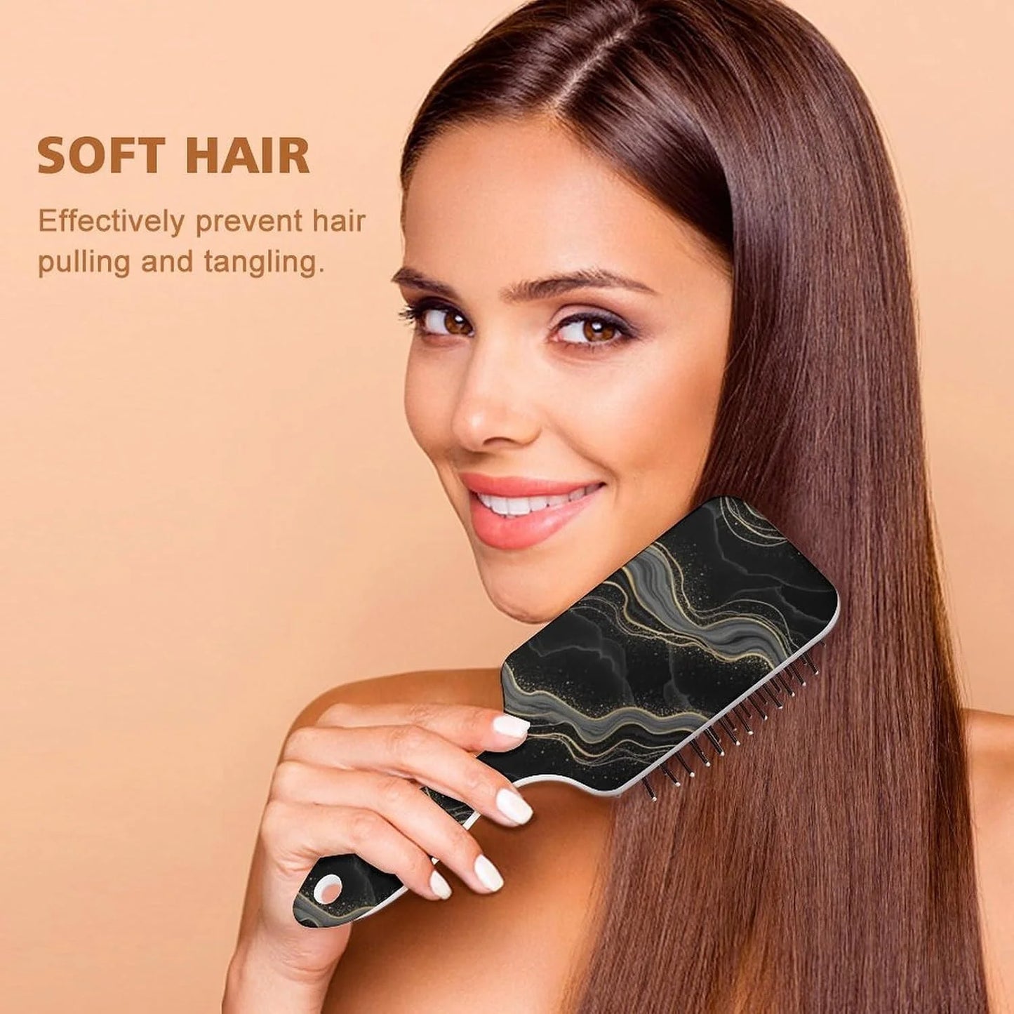 Air-Cushion Comb Black Gold Glitter Cheetah Leopard Print, Smooth Hair Salon Anti-Knotting Fluffy, For Long Thick Curly Hair, 1 Pack