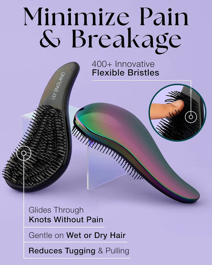 Lily England Detangling Comb & Brush Set for Girls, Tail & Wide Tooth Comb