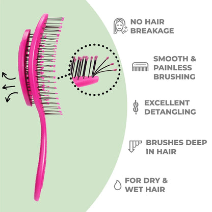 Ninabella Detangler Brush - No Tangle Hair Brush for Women, Fine, Thick and Long Hair - Hairbrush for Wet and Dry Hair, Gentle on the Scalp - Elegant Black