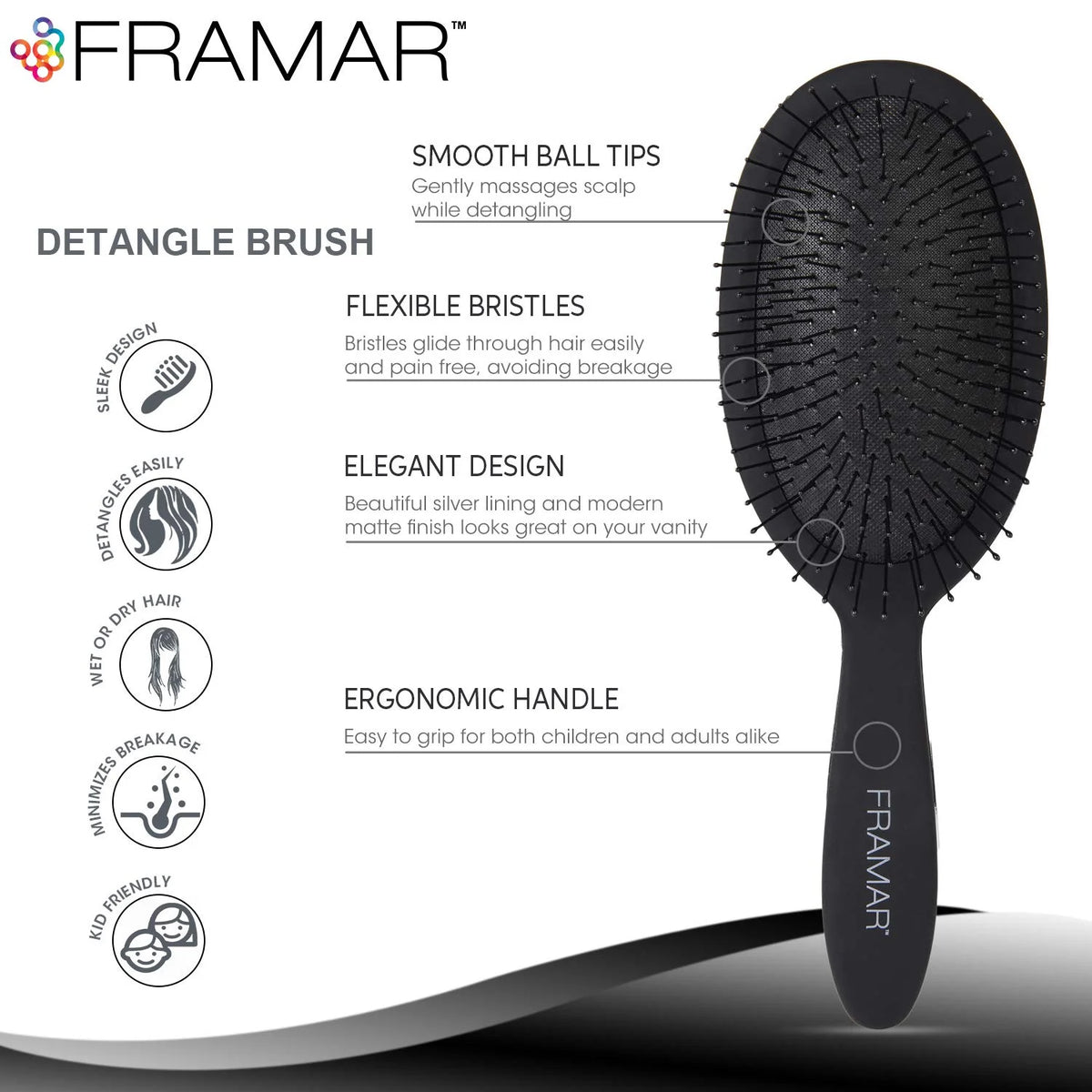 FRAMAR Wet Hair Brush Detangler, Detangling Hairbrush For Women – Giraffe