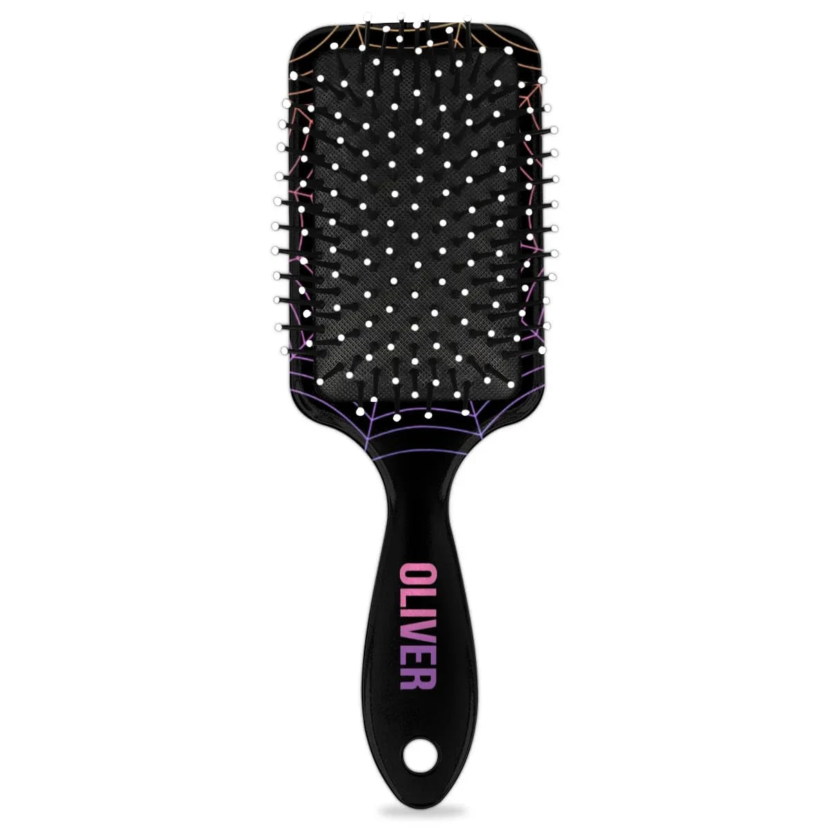 Personalized-Kids-Hair-Brush for Boy Girls Custom Gift Detangler Brush Soft Bristle Hair Brushes Travel Hair Brush for All Hair Types Christmas Hallowmas Spider Web Sliver Dot