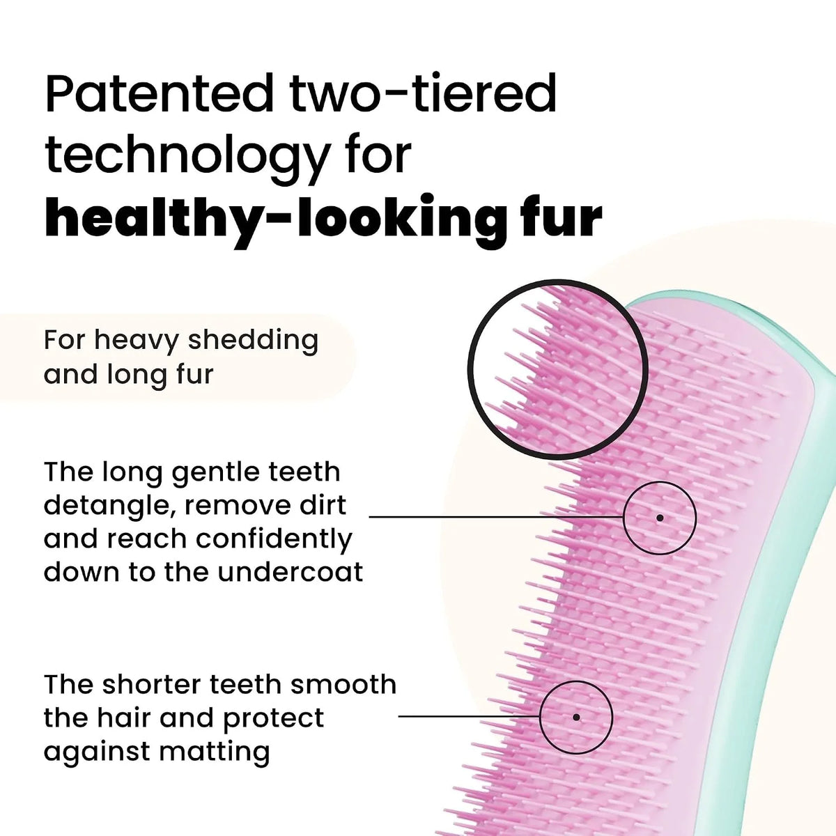 Pet Teezer by Tangle Teezer De-Shedding Dog Grooming Brush, Dry Brush or Dog Bath Brush for Wet or Dry Fur, Large, Mint & Pink