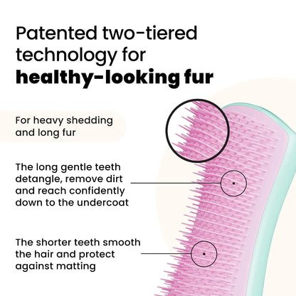 Pet Teezer by Tangle Teezer De-Shedding Dog Grooming Brush, Dry Brush or Dog Bath Brush for Wet or Dry Fur, Large, Mint & Pink