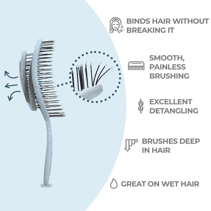 Ninabella Detangler Brush - No Tangle Hair Brush for Women, Fine, Thick and Long Hair - Hairbrush for Wet and Dry Hair, Gentle on the Scalp - Elegant Black