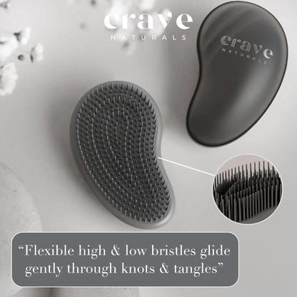 Crave Naturals Mini Detangler Hair Brush Turquoise – Glide Thru Hair Detangler Brush for Women, Kids & Toddlers – Gentle Scalp Care, No-Pain Tangle-Free Hairbrush for All Hair Types, Travel Hair Brush