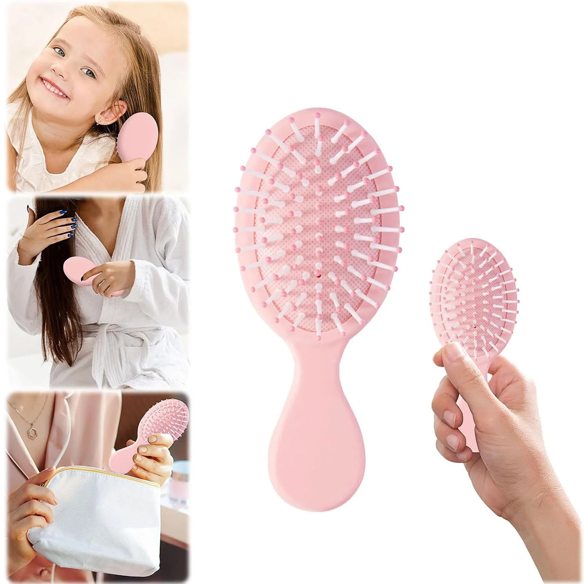2P Mini Hair Brush,Brush Squirt Detangling Brush,Mini Detangler Brush, No Tangle Ultra-Soft IntelliFlex Bristles,with Ease Knots Without Tears or Breakage (Bright flour)