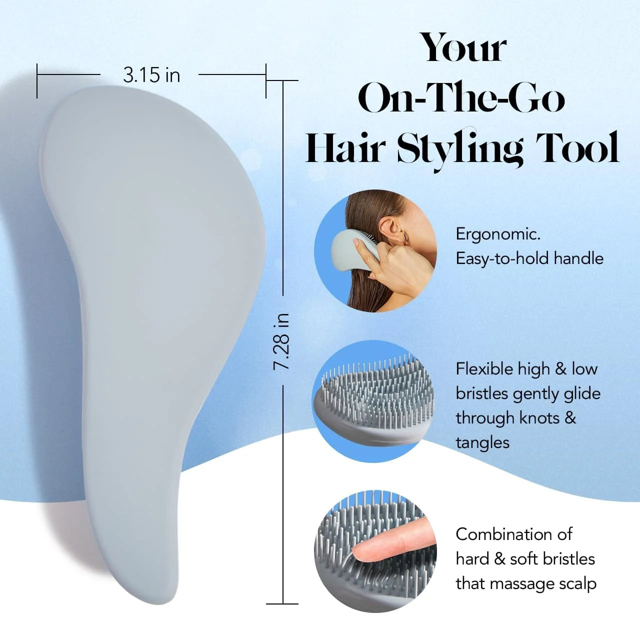 Kitsch Detangle Brush – Gentle Curly Hair Brush All Hair Types - Black
