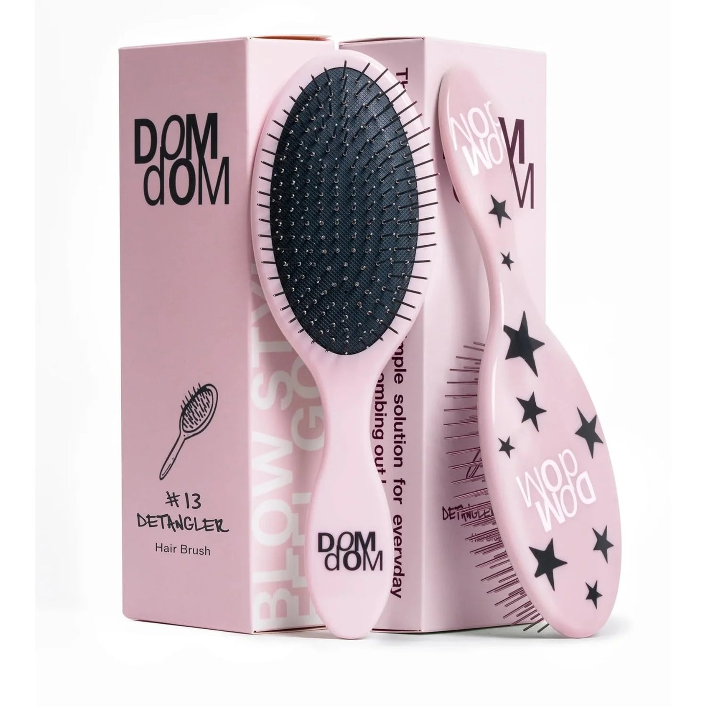 Dom Dom Detangling Brush, Dry & Wet Detangler, All Hair Types, Green Stars