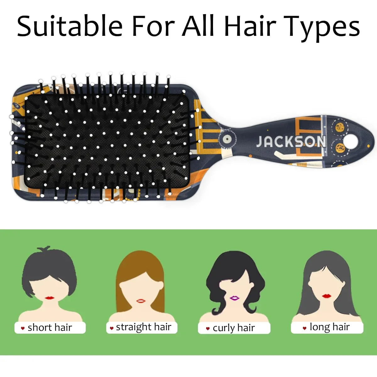 Personalized Cool-Rocket Detangler-Hair-Brush for Kids-Boys,Glides Through Tangles Comb,Custom Name Hair Brushes for All Hair Types Wet/Dry/Curly/Thick Hair,Dark Blue