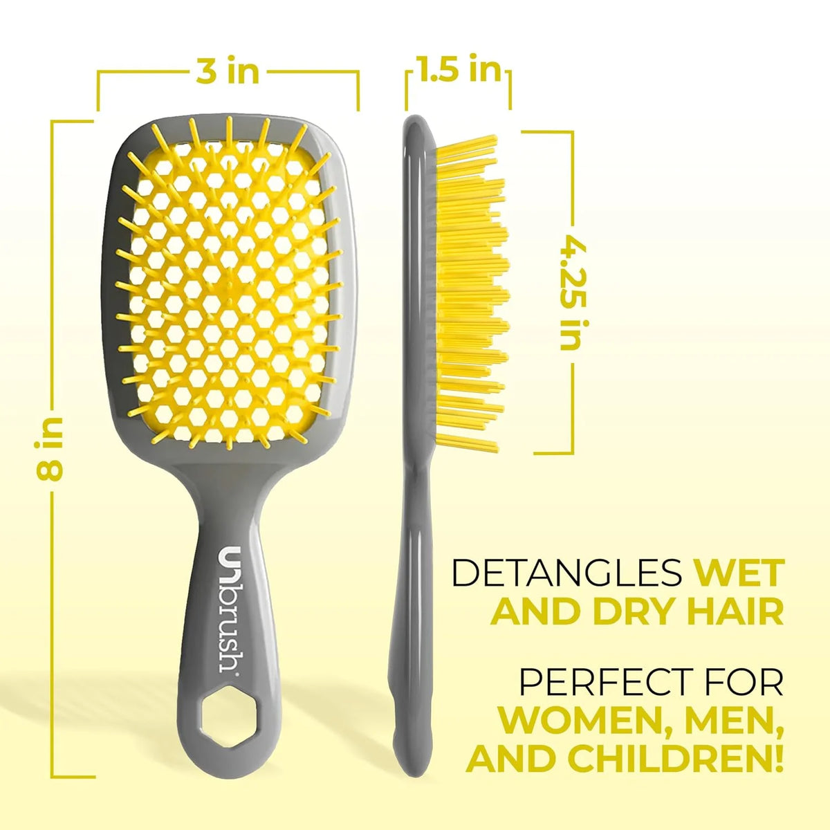 FHI Heat UNbrush Detangling Brush for Pain-Free Brushing on All Wet or Dry Hair Types — Durable DuoFlex Anti-Static Bristles, Lightweight Handle, Vented Hair Brush