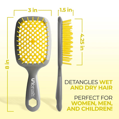 FHI Heat UNbrush Detangling Brush for Pain-Free Brushing on All Wet or Dry Hair Types — Durable DuoFlex Anti-Static Bristles, Lightweight Handle, Vented Hair Brush