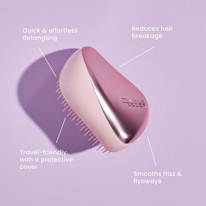 Tangle Teezer | The Compact Styler Detangling Hairbrush | Travel-Friendly with Protective Cover & Two-Tiered Teeth Design | Perfect for Wet, Dry & Flyaway Hair | Teal Matte Chrome