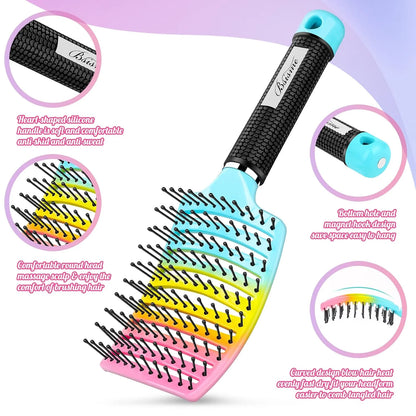 Hair Brush, Professional Curved Vented Brush with 25MM Bristles for Faster Blow Drying, Detangling for Wet Dry Hair, Paddle Brush for Thick Curly Straight Hair for Women & Men