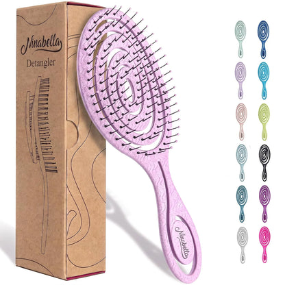 Ninabella Detangler Brush - No Tangle Hair Brush for Women, Fine, Thick and Long Hair - Hairbrush for Wet and Dry Hair, Gentle on the Scalp - Elegant Black