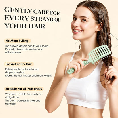 Hair Brush, Professional Curved Vented Brush with 25MM Bristles for Faster Blow Drying, Detangling for Wet Dry Hair, Paddle Brush for Thick Curly Straight Hair for Women & Men