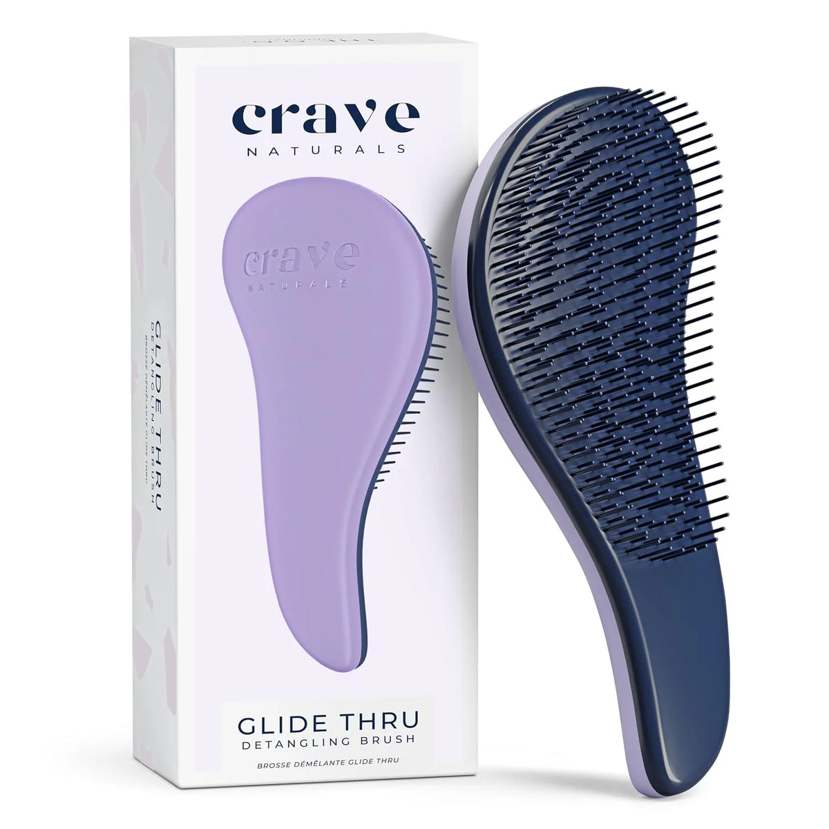 Crave Naturals Glide Thru Hair Brush - Detangler Brush for Curly, Straight, Wet or Dry Hair - Gentle Detangling Brushes for Adults, Kids, Toddlers - Hair Accessories for Women, 7.5x3" - Pink