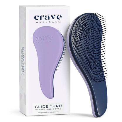 Crave Naturals Glide Thru Hair Brush - Detangler Brush for Curly, Straight, Wet or Dry Hair - Gentle Detangling Brushes for Adults, Kids, Toddlers - Hair Accessories for Women, 7.5x3" - Pink