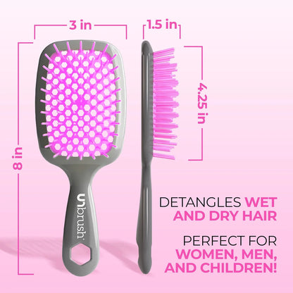 FHI Heat UNbrush Detangling Brush for Pain-Free Brushing on All Wet or Dry Hair Types — Durable DuoFlex Anti-Static Bristles, Lightweight Handle, Vented Hair Brush