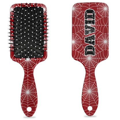 Personalized-Kids-Hair-Brush for Boy Girls Custom Gift Detangler Brush Soft Bristle Hair Brushes Travel Hair Brush for All Hair Types Christmas Hallowmas Spider Web Sliver Dot