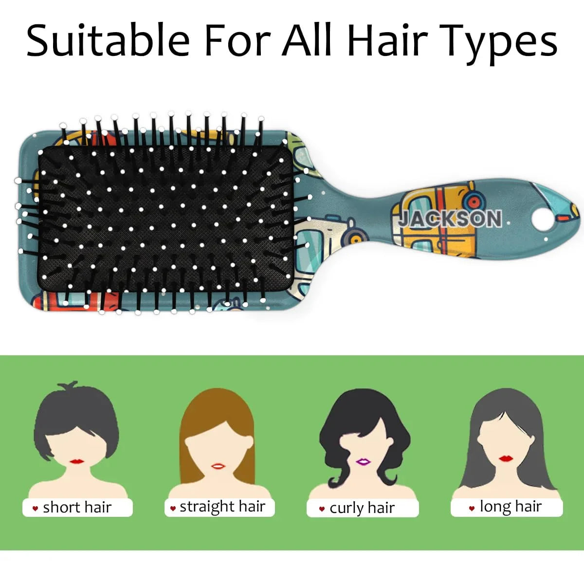 Personalized Cool-Rocket Detangler-Hair-Brush for Kids-Boys,Glides Through Tangles Comb,Custom Name Hair Brushes for All Hair Types Wet/Dry/Curly/Thick Hair,Dark Blue