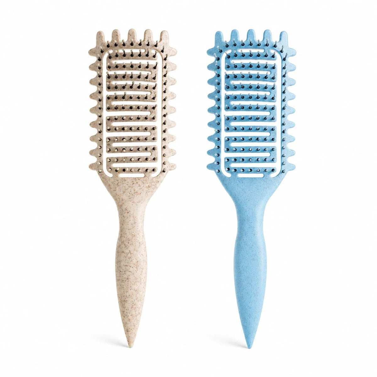 Curl Defining Brush for Curly Hair, Vented Detangling Hair Brush for Wet and Dry Styling, Curved Brush for Shaping and Smoothing Curl Clumps, Lightweight Hair Brush (2Pcs Black)