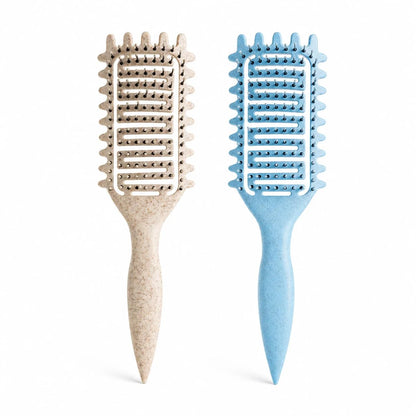 Curl Defining Brush for Curly Hair, Vented Detangling Hair Brush for Wet and Dry Styling, Curved Brush for Shaping and Smoothing Curl Clumps, Lightweight Hair Brush (2Pcs Black)