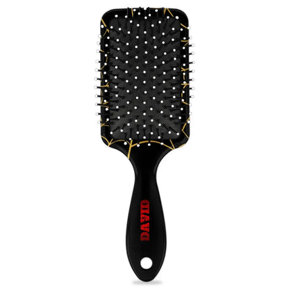 Personalized-Kids-Hair-Brush for Boy Girls Custom Gift Detangler Brush Soft Bristle Hair Brushes Travel Hair Brush for All Hair Types Christmas Hallowmas Spider Web Sliver Dot