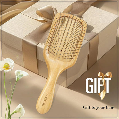 Bamboo Hair Brush for Men & Women – Natural Scalp Massager with Steel Bristles, Promotes Hair Growth, Anti-Static & Travel-Friendly, Wet Brush & Detangler (Kids/Adults)
