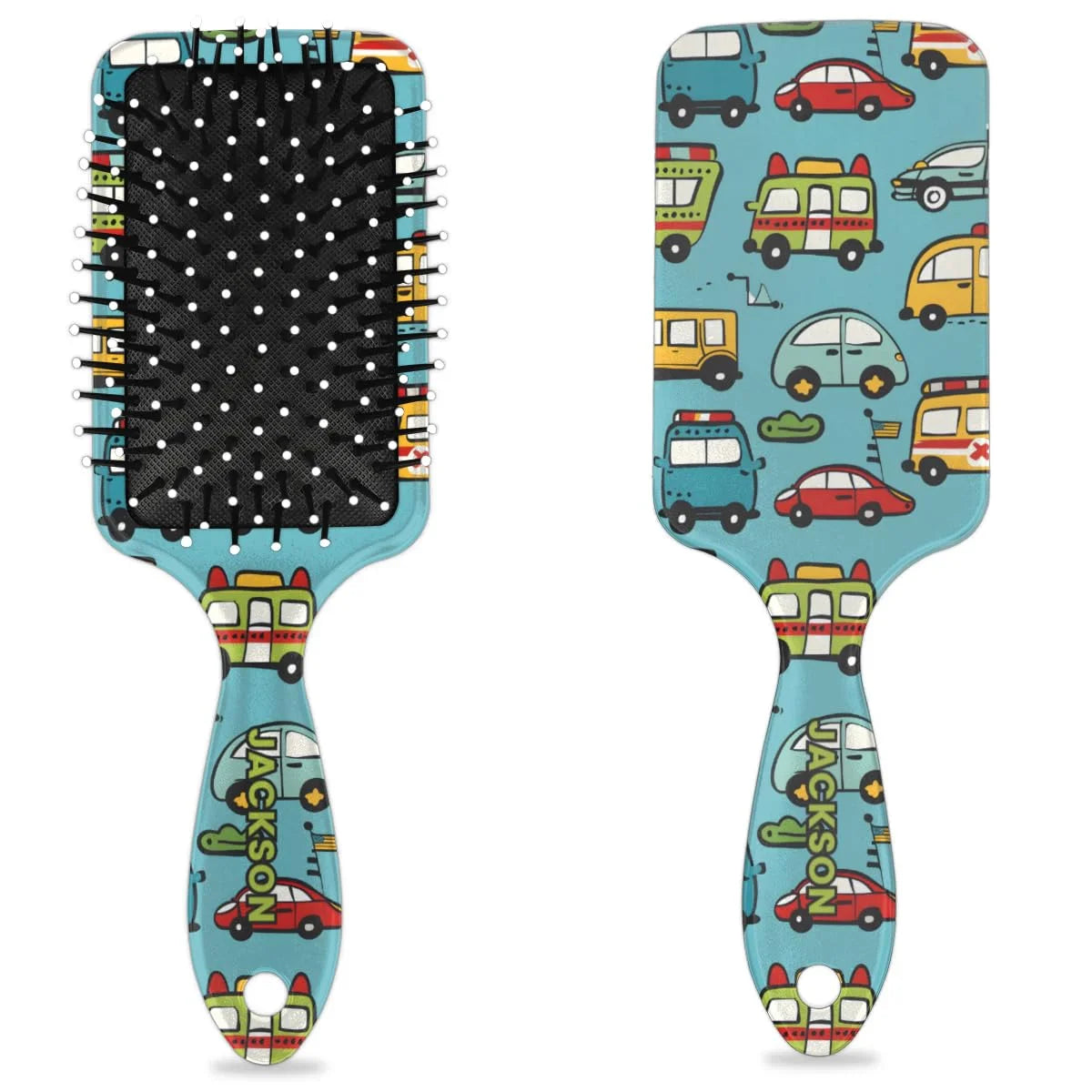 Personalized Cute Car Detangler-Hair-Brush for Kids Boys,Glides Through Tangles Comb,Custom Name Hair Brushes for All Hair Types Wet/Dry/Curly/Thick Hair,White 2