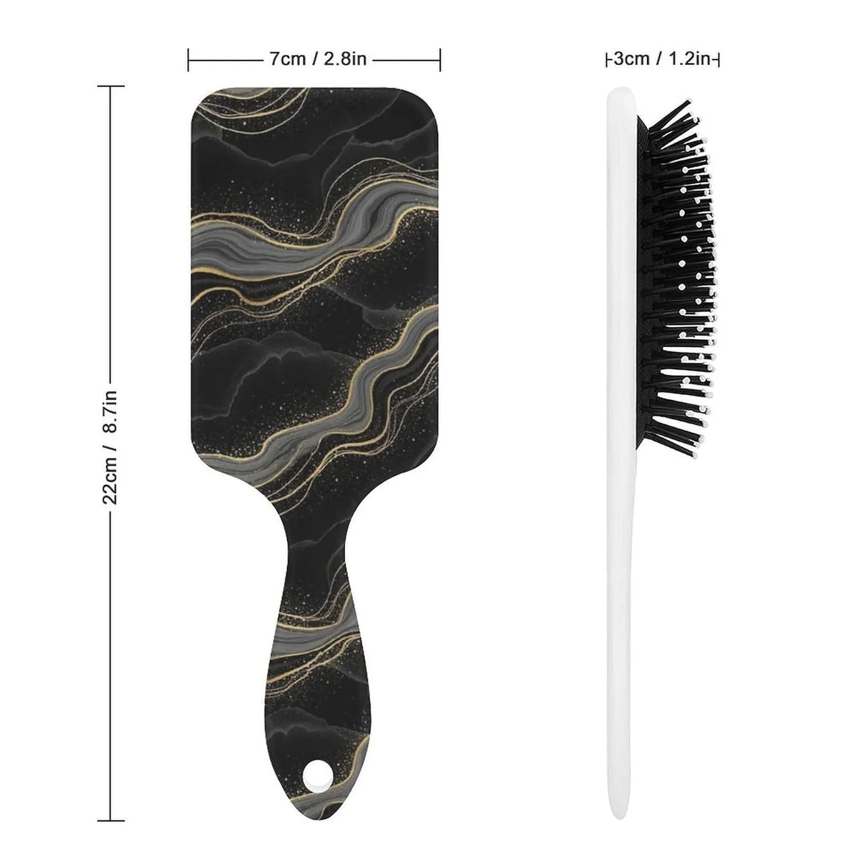 Air-Cushion Comb Black Gold Glitter Cheetah Leopard Print, Smooth Hair Salon Anti-Knotting Fluffy, For Long Thick Curly Hair, 1 Pack
