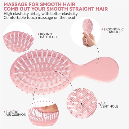 2P Mini Hair Brush,Brush Squirt Detangling Brush,Mini Detangler Brush, No Tangle Ultra-Soft IntelliFlex Bristles,with Ease Knots Without Tears or Breakage (Bright flour)
