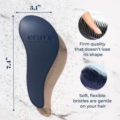 Crave Naturals Glide Thru Hair Brush - Detangler Brush for Curly, Straight, Wet or Dry Hair - Gentle Detangling Brushes for Adults, Kids, Toddlers - Hair Accessories for Women, 7.5x3" - Pink